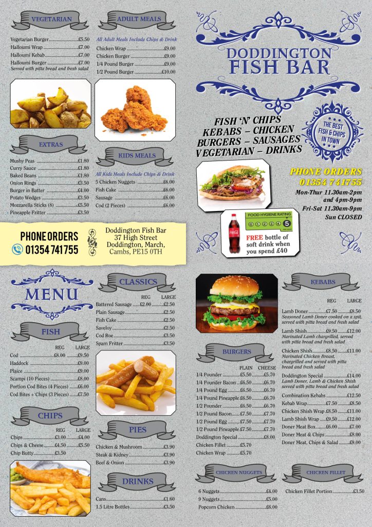 Doddington Fish Bar menu